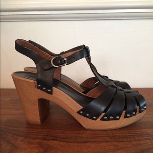 Lucky Brand Karla Black Leather Clog Sandals 7
